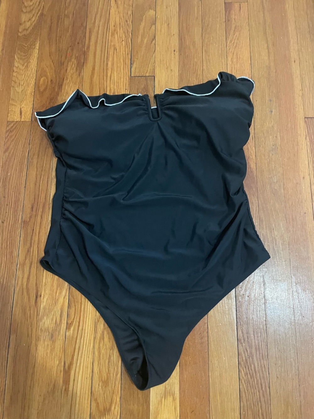 SHEIN Black Strapless One Piece Swimsuit 2XL | Ruffle Trim